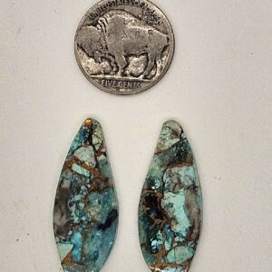 Earring pair Turquoise & Bronze Composite