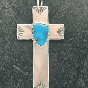 #503 Sterling Silver Cross w/Turquoise