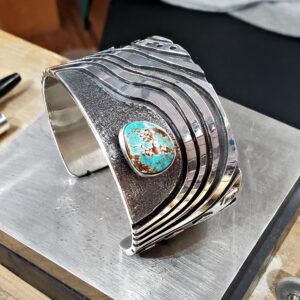 #201 Sterling Silver Overlay Cuff w/Turquoise