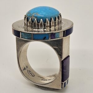 #621 Sterling Silver Side Inlay Ring Size 12.5