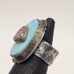 #627 Stone on Stone Sterling Silver Ring Size 8