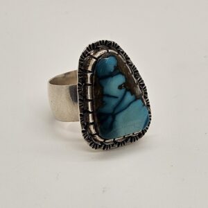 #618 Silver & Turquoise Ring size 10