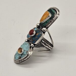 #653 Sterling Stone on Stone Ring Size 8