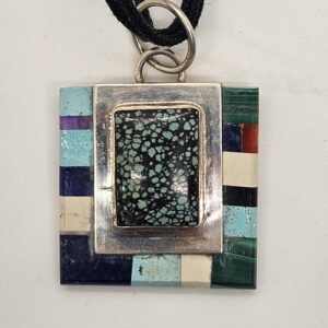 #705 Silver Side Inlay Pendant